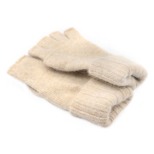 Fingerless cream gloves